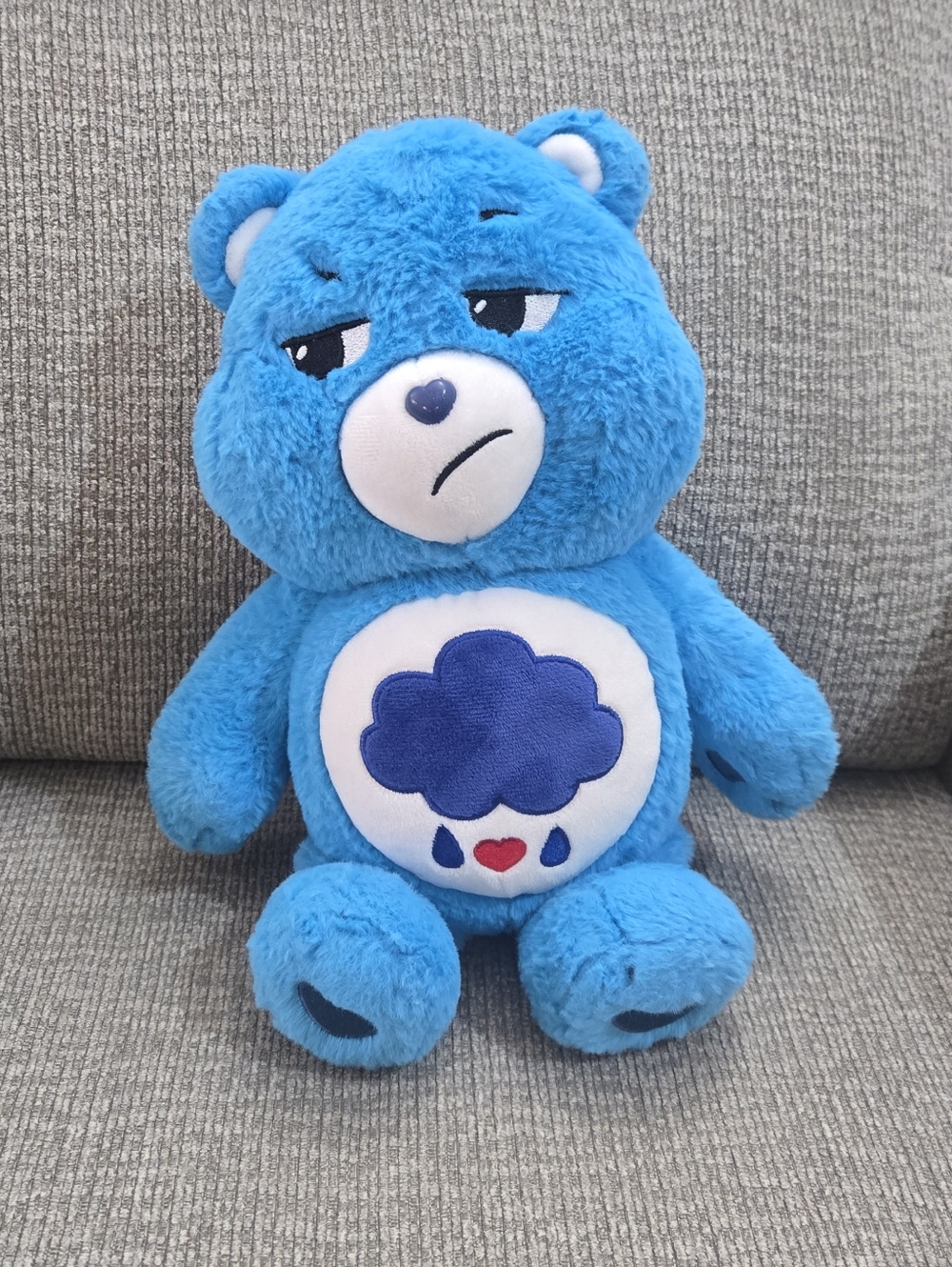 Care Bears Grumpy Bear 14"  Stuffed Plush Blue Rain Cloud Belly 2020 EUC